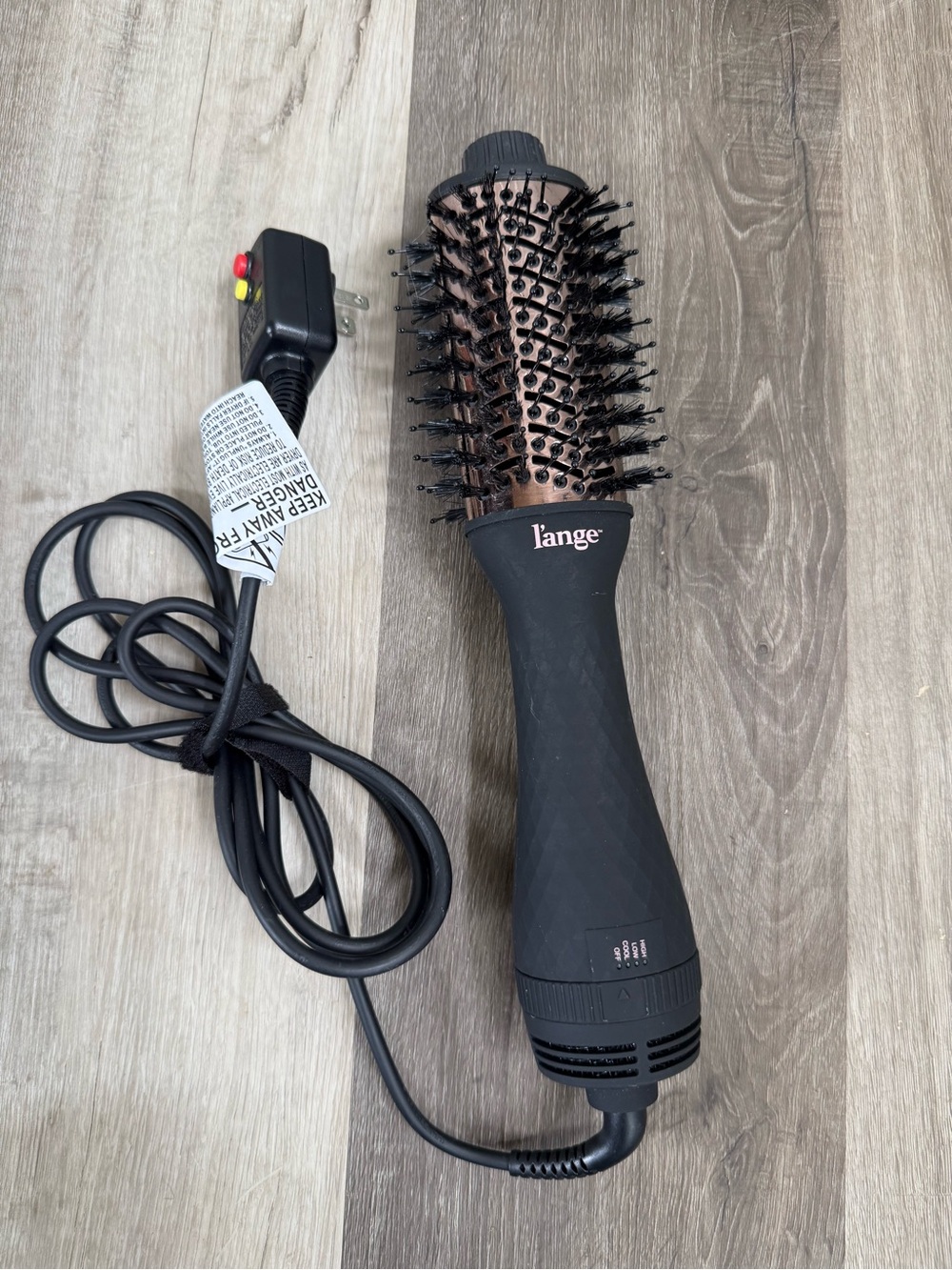 L'ange AB0317 2 in 1 Volumizing Brush Hair Dryer 2.5" Black Lange EUC Rose Gold